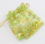 100Pcs 8colors Rose Organza Bags Jewelry Pouches Candy 9X12cm