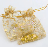 100Pcs 8colors Rose Organza Bags Jewelry Pouches Candy 9X12cm