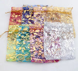 100Pcs 8colors Rose Organza Bags Jewelry Pouches Candy 9X12cm
