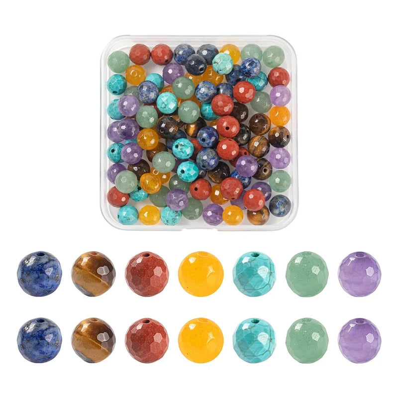 100Pcs 8mm 7 Chakra Natural Stone Beads for Jewelry Making