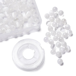100pcs 8mm Selenite Beads with 10m Elastic Thread
