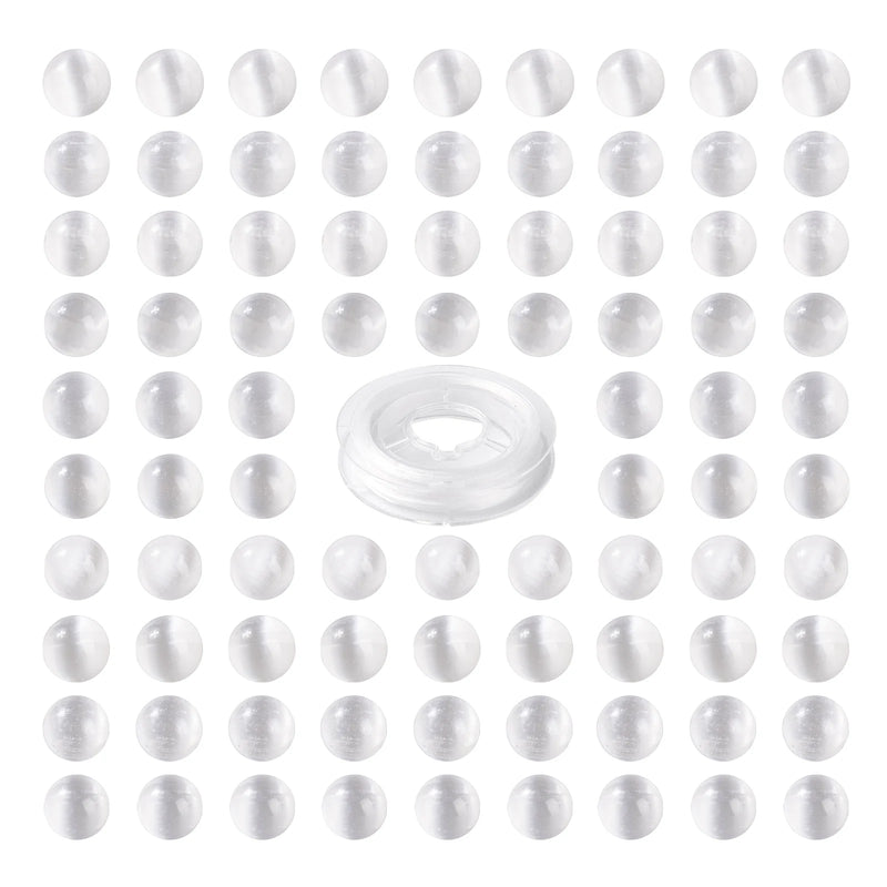 100pcs 8mm Selenite Beads with 10m Elastic Thread