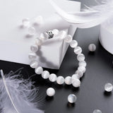 100pcs 8mm Selenite Beads with 10m Elastic Thread