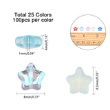 100Pcs 8mm Glass Star Beads Rainbow Spacer Beads Earrings DIY