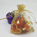 100Pcs 9X12cm Sheer Drawstring Heart Organza Pouches (Gold)