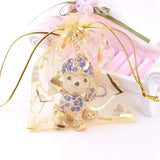 100Pcs 9X12cm Sheer Drawstring Heart Organza Pouches (Gold)