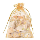 100Pcs 9X12cm Sheer Drawstring Heart Organza Pouches (Gold)