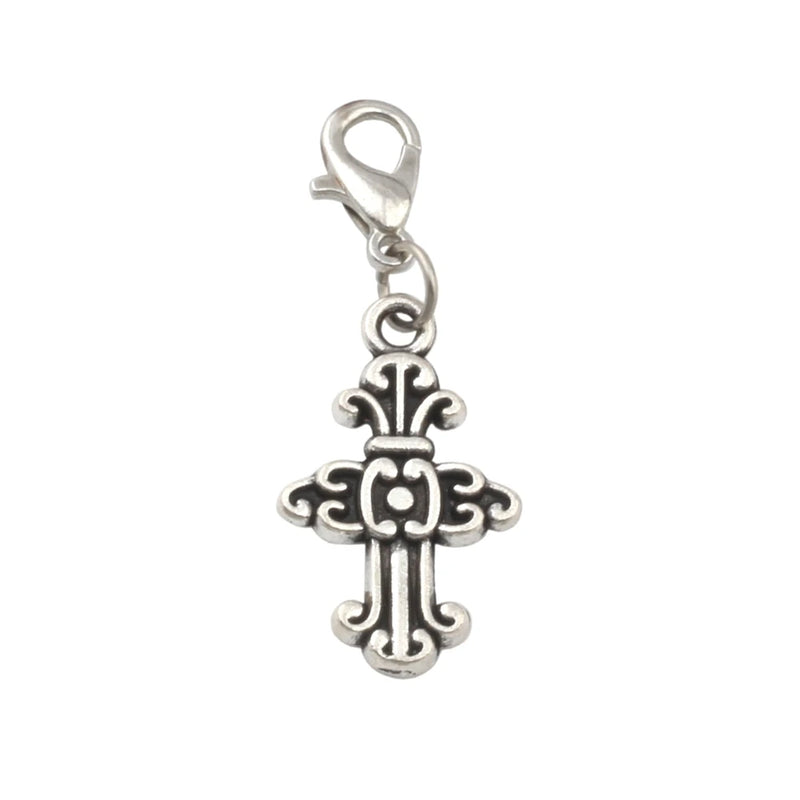 100Pcs Alloy Cross Lobster Clasps Charm Pendants 14.2x38mm