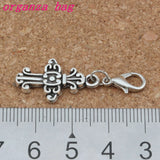 100Pcs Alloy Cross Lobster Clasps Charm Pendants 14.2x38mm