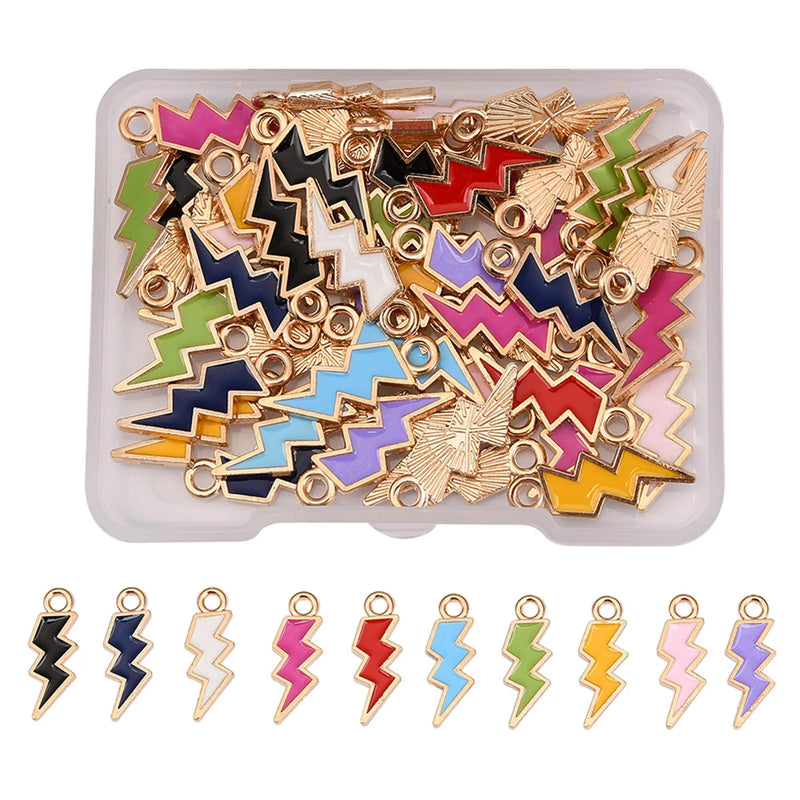 100Pcs Alloy Enamel Lightning Charms for DIY Jewelry Making