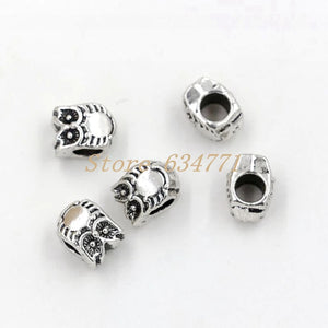 100Pcs Alloy Owl Large Hole Beads 7.8x10mm DIY Jewelry Making