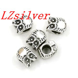 100Pcs Alloy Owl Large Hole Beads 7.8x10mm DIY Jewelry Making
