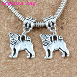 100Pcs Alloy Pug Dog Charm Pendant for Jewelry Making 15x28mm