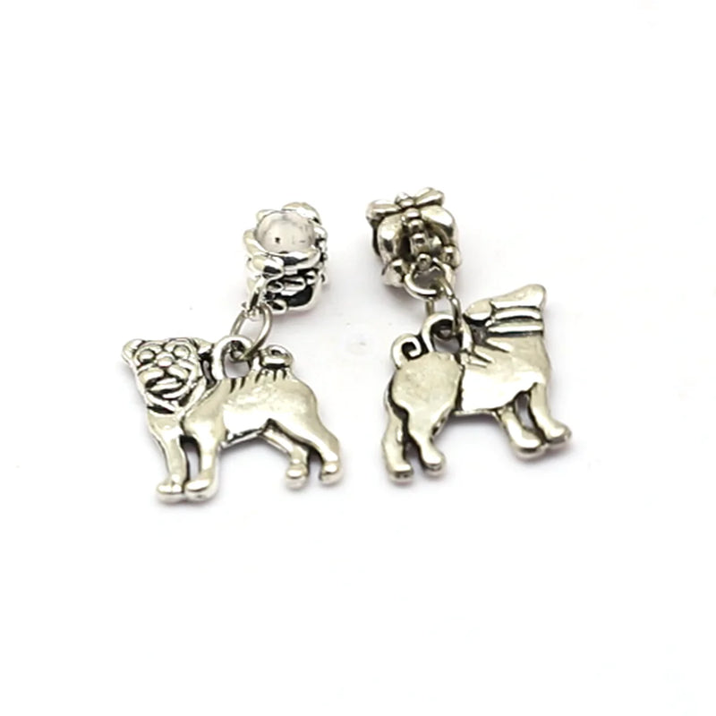 100Pcs Alloy Pug Dog Charm Pendant for Jewelry Making 15x28mm