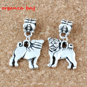 100Pcs Alloy Pug Dog Charms Pendant For Jewelry Making Findings