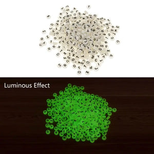 100Pcs Glow In Dark Alphabet Acrylic Beads 7mm B85D