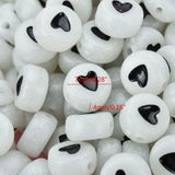 100Pcs Glow In Dark Alphabet Acrylic Beads 7mm B85D