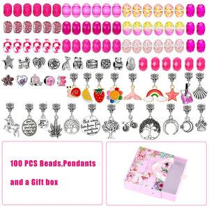 100Pcs Large Hole European Beads and Charms for DIY Jewelry Making