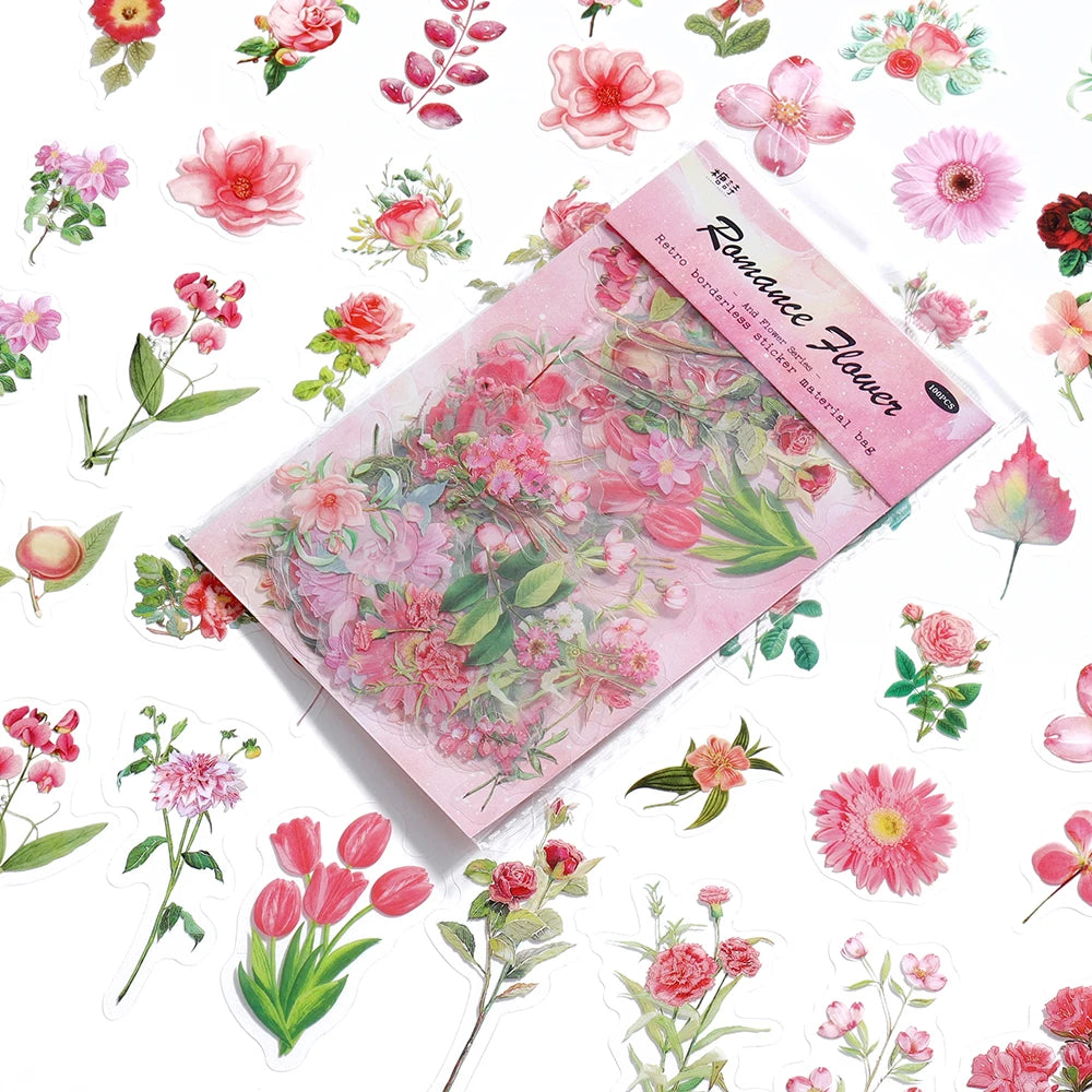 100Pcs Vintage Botanical Flowers Stickers for DIY UV Epoxy Resin Crafts