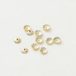 100Pcs Wave Flower End Beads Cap 14K/18K Plated Brass DIY Bracelet Jewelry Makin