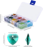 100Pcs 14mm Heart Shape Crystal Glass Bead Charms for DIY Jewelry Making