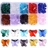 100Pcs/Box Crystal Butterfly Pendants Multicolor Glass Beads Jewelry Making