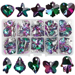 100Pcs/Box Glass Heart Bead Crystal Pendant for Jewelry Making