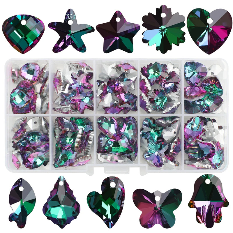 100Pcs/Box Glass Heart Bead Crystal Pendant for Jewelry Making