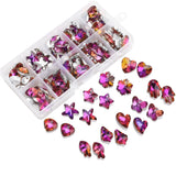 100Pcs/Box Purple Austria Glass Heart Bead Crystal Butterfly Pendant