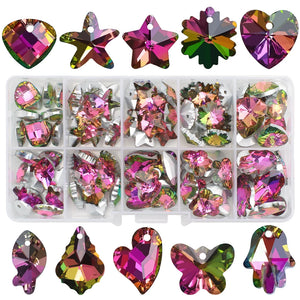 100Pcs/Box Austria Glass Heart Bead Crystal Pendant for Jewelry Making