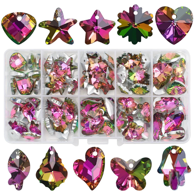 100Pcs/Box Austria Glass Heart Bead Crystal Pendant for Jewelry Making