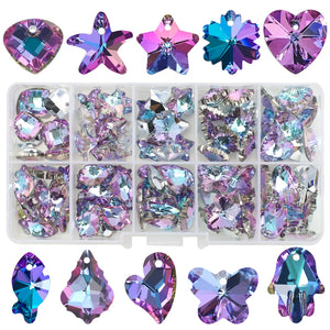 100Pcs/Box Top Violet Austria Glass Heart Bead Crystal Butterfly Pendant