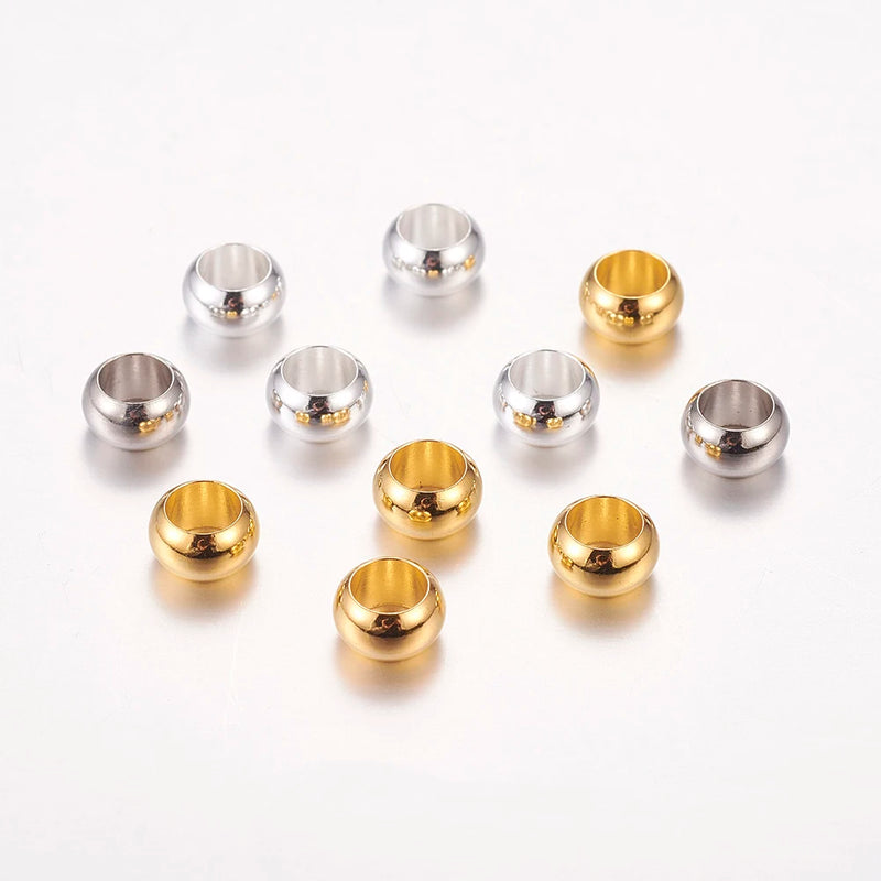 100Pcs Brass European Beads Mixed Large Hole Rondelle Bead Bangle Bracelet