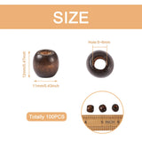 100Pcs Brown Wood Beads Barrel Spacer for Macrame Bracelet DIY