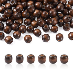 100Pcs Brown Wood Beads Barrel Spacer for Macrame Bracelet DIY