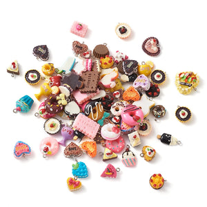 100Pcs Cake Candy Biscuit Resin Pendants Charms For Jewelry Making