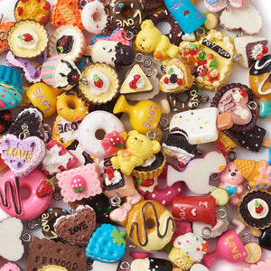 100Pcs Cake Candy Biscuit Resin Pendants Charms For Jewelry Making