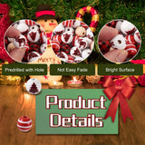 100Pcs Christmas Wooden Beads Snowflake Elk Red Plaid Xmas Decoration