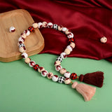 100Pcs Christmas Wooden Beads Snowflake Elk Red Plaid Xmas Decoration