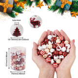 100Pcs Christmas Wooden Beads Snowflake Elk Red Plaid Xmas Decoration