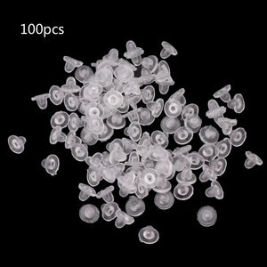 100Pcs Clear Anti-Pain Rubber Clip On Earring Soft Silicone Cushion Pads
