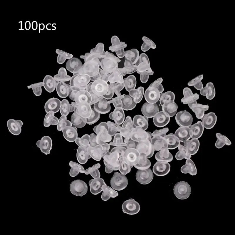 100Pcs Clear Anti-Pain Rubber Clip On Earring Soft Silicone Cushion Pads