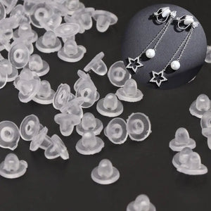 100Pcs Clear Anti-Pain Rubber Clip On Earring Soft Silicone Cushion Pads