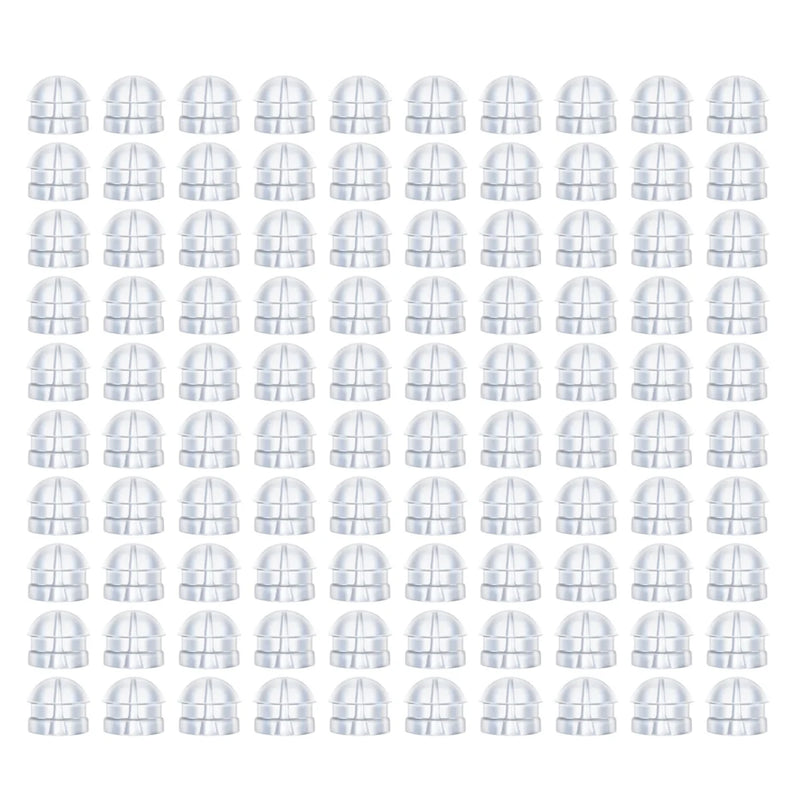 100pcs Clear Earring Backs Hamburger Safety Silicone Stopper for Jewelry
