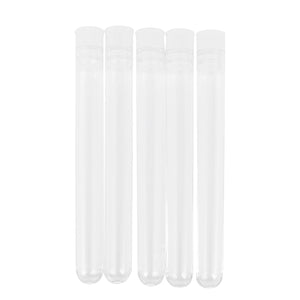 100Pcs Clear Plastic Test Tube with Cap 12X100mm U- Bottom