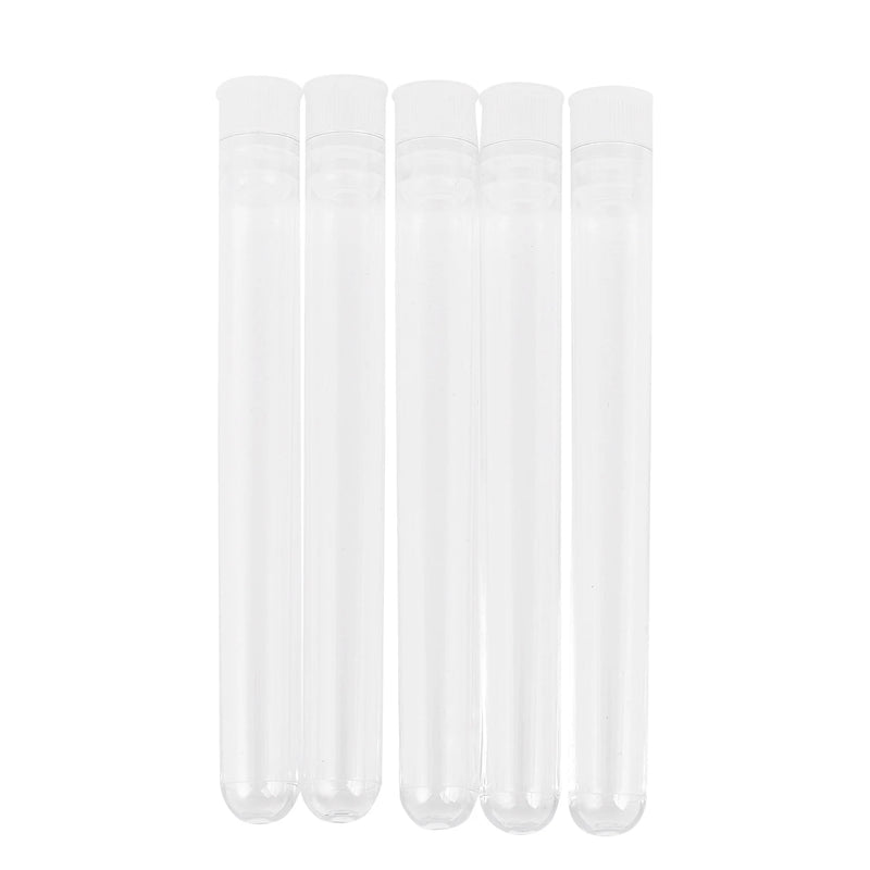 100Pcs Clear Plastic Test Tube with Cap 12X100mm U- Bottom
