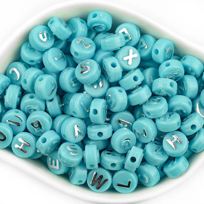 100Pcs Acrylic 8mm Round Flat Letter Beads DIY Necklace Bracelet Jewelry