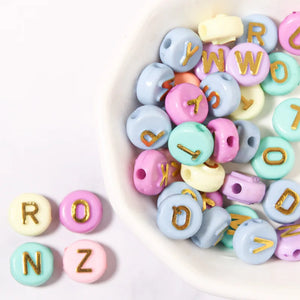 100Pcs Acrylic 8mm Round Flat Letter Beads DIY Necklace Bracelet Jewelry