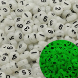100Pcs Colorful Luminous Number Acrylic Beads Flat Round Spacer Beads