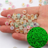 100Pcs Colorful Luminous Number Acrylic Beads Flat Round Spacer Beads